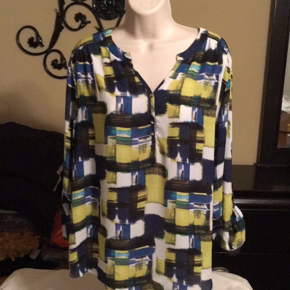 Sam&Jo large roll tan sleeves blouse
